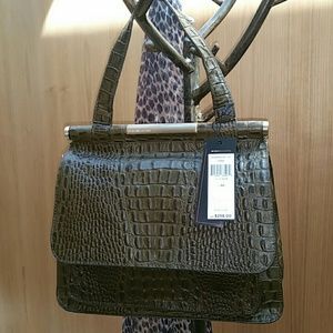 NWT BCBG Max Azaria Olive Leather Crocodile